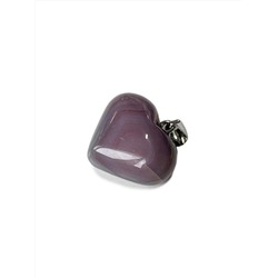 Сердечко ОБЪЕМНОЕ из камня СЕРЫЙ АГАТ HR-09 - денежный магнит (2,5 на 2 см.), 1 шт.