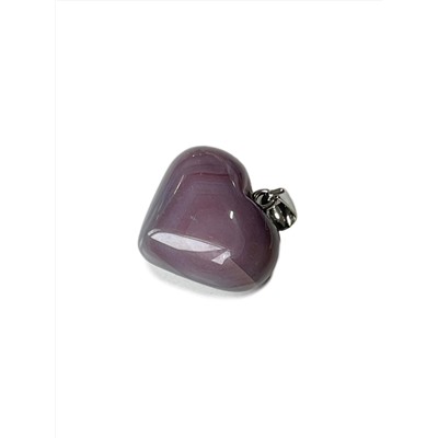 Сердечко ОБЪЕМНОЕ из камня СЕРЫЙ АГАТ HR-09 - денежный магнит (2,5 на 2 см.), 1 шт.