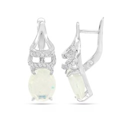Серьги из серебра лунный камень, СПН32