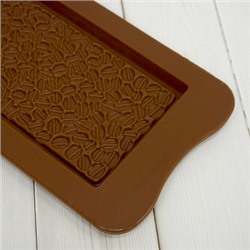 Форма силиконовая для шоколада "Плитка кофейные зерна" 8*16 см