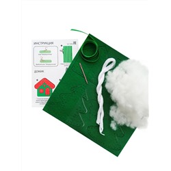 Мягкая елочная игрушка из фетра «Домик, елочка, колокольчик» своими руками