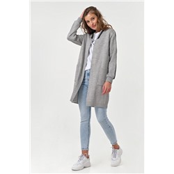 Кардиган вязаный удлиненный без застежки светло-серый