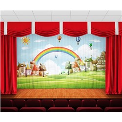 Занавес Домики в радужном поле