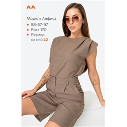 Женский льняной костюм с шортами Happyfox