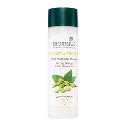 BIO SOYA PROTEIN, Fresh Nourishing Shampoo, Biotique (БИО СОЕВЫЙ ПРОТЕИН, Освежающий питающий шампунь для сухих, поврежденных и окрашенных волос, Биотик), 190 мл. - СРОК ГОДНОСТИ ДО 30 НОЯБРЯ 2024 ГОДА