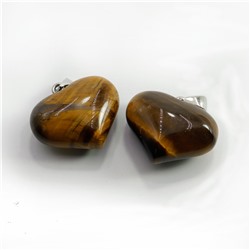 Сердечко ОБЪЕМНОЕ из камня ТИГРОВЫЙ ГЛАЗ - защита бизнеса и карьерный рост (2,5 на 2 см.), 1 шт.