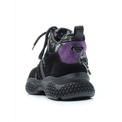 CSJ33-2 VIOLET/BLACK Ботинки спортивные демисезонные женские (натуральная замша, байка) размер 36