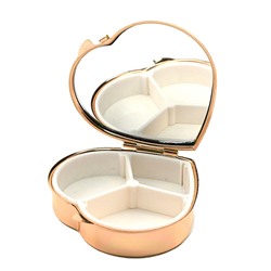 Бокс для лекарств Сердце на 3 отсека с офитом, цв.розовое золото
