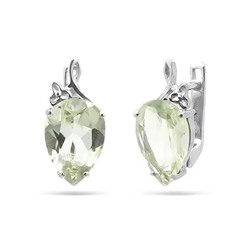 Серьги из серебра зеленый аметист, Ягода