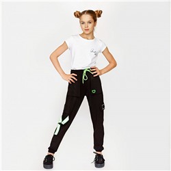 0900 черн Брюки-джоггеры для девочек (128-176)
