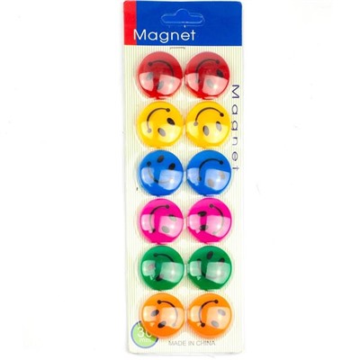Магниты для досок Alingar Smile 12шт. d-30мм разноцв. AL-6559