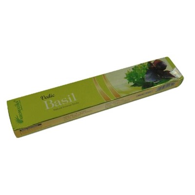 Vedic BASIL Natural Incense Sticks, Aromatika (БАЗИЛИК натуральные ароматические палочки, Ароматика), 15 г.