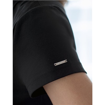 Нарядная футболка с принтом пайетками из премиального хлопка с эластаном