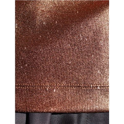 Футболка облегающая из хлопка в рубчик с вырезом лодочка с матовым покрытием металлик