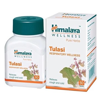TULASI Respiratory Welness HOLY BASIL, Himalaya (ТУЛАСИ (Базилик священный), помощь при простуде, Хималая), 60 таб.