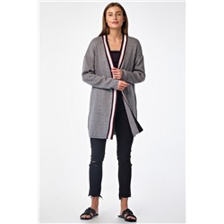 Кардиган вязаный свободный удлиненный серый