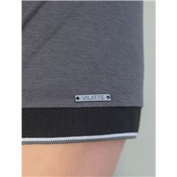 Футболка поло с воротником на пуговицах из полотна пике с меланжевым плетением с эластаном