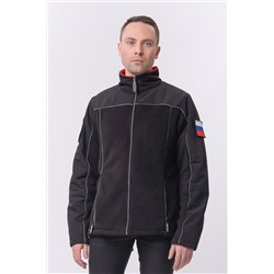 Толстовка мужская флис утепленная с нашивками (Черный)