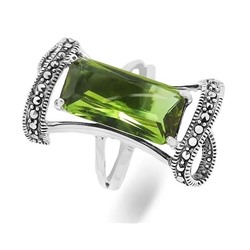 Кольцо из серебра марказит, султанит, SL-AGA112
