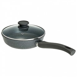Сковорода 22 см с антипригарным покрытием и стеклянной крышкой 1222-06-10 серия "Гранит"