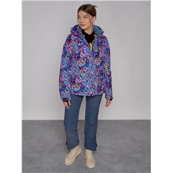 Горнолыжная куртка женская зимняя синего цвета 2302-2S