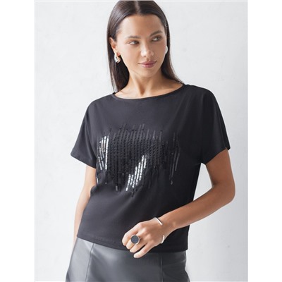 Нарядная футболка с принтом пайетками