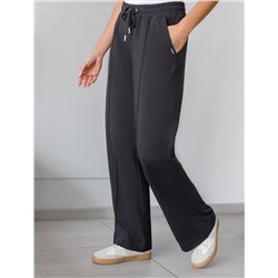 Прямые трикотажные брюки на резинке из футера двухнитки эластичные