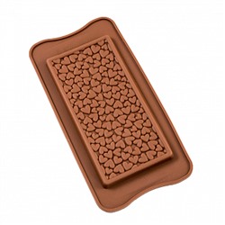 Форма силиконовая для шоколада "Шоколадная плитка сердечки" 20*10 см