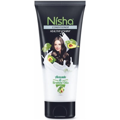Healthy & Shiny CONDITIONER AVOCADO & BRAHMI OILS, Nisha (КОНДИЦИОНЕР для здоровья и сияния волос С МАСЛАМИ АВОКАДО И БРАХМИ, Ниша), тюбик, 180 мл.