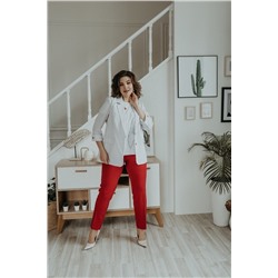 Ольга Стиль С-707/1 полоска_малина, Брюки,  Блуза,  Жакет