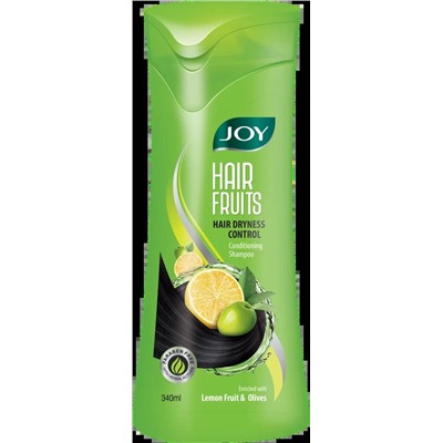 HAIR FRUITS Hair Dryness Control Conditioning Shampoo, JOY (Кондиционирующий шампунь ХЭИР ФРУТС для контроля сухости волос С ЛИМОНОМ И ОЛИВКОЙ, Джой), 340 мл.
