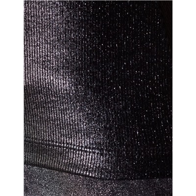 Топ с закрытым декольте из хлопка с эластаном в рубчик с матовым покрытием металлик