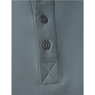 Тонкий лонгслив с круглым воротом на пуговицах из премиального хлопка с эластаном