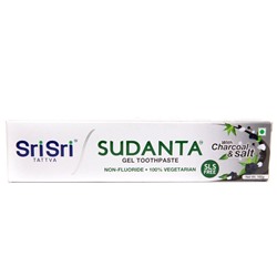 SUDANTA GEL TOOTHPASTE With Charcoal & Salt, Sri Sri Tattva (СУДАНТА ГЕЛЕВАЯ ЗУБНАЯ ПАСТА С углём и солью, Шри Шри Таттва), 100 г.