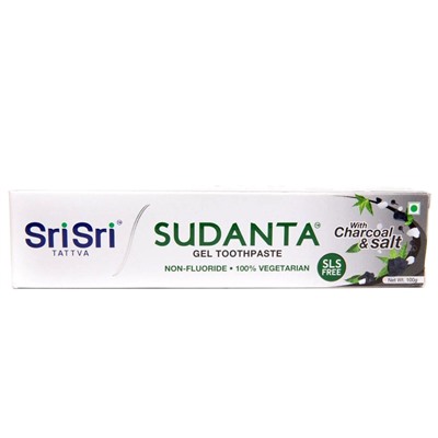 SUDANTA GEL TOOTHPASTE With Charcoal & Salt, Sri Sri Tattva (СУДАНТА ГЕЛЕВАЯ ЗУБНАЯ ПАСТА С углём и солью, Шри Шри Таттва), 100 г.