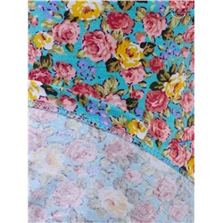 Платье Моана цветные розы на голубом