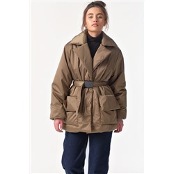 Куртка демисезонная с поясом грецкий орех