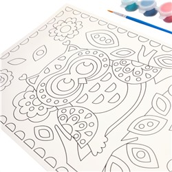 Раскраска для детей «Совушка» с кисточкой и красками