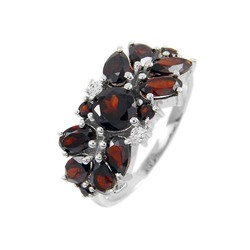 Кольцо из серебра гранат, Белиссимо