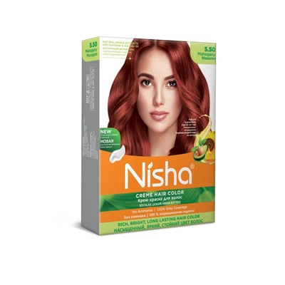 MAHOGANY 5.50 Nisha Creme Hair Color (МАХАГОН 5.50 крем-краска для волос, Ниша), 20 г + 20 мл + 6 мл.