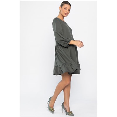 Платье бохо трикотажное Млада (темно-оливковое) П14412-8М