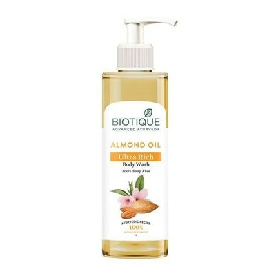 ALMOND OIL, Ultra Rich Body Wash, Biotique (МИНДАЛЬНОЕ МАСЛО, Питательный гель для душа, Для всех типов кожи, Биотик), 200 мл.