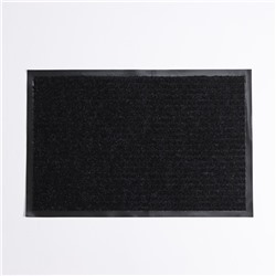 Коврик влаговпитывающий придверный с окантовкой Доляна «Стандарт», 40×60 см, цвет чёрный
