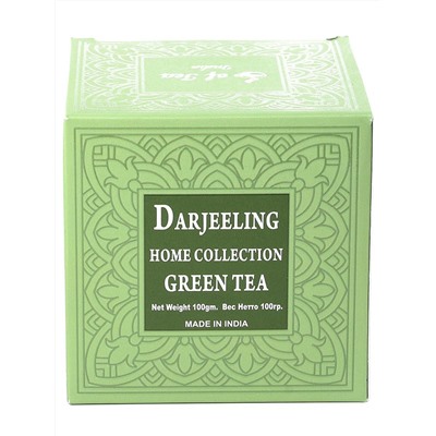 DARJEELING Home collection, GREEN TEA, Bharat Bazaar (ДАРДЖИЛИНГ, Домашняя Коллекция, ЗЕЛЕНЫЙ ЧАЙ круп. лист., Бхарат Базар), 100 г.