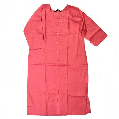 Туника женская РОЗОВАЯ, декорирована пуговицами (хлопок+синтетика, 4XL), Poppins, 1 шт.