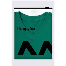 Женская футболка оверсайз с V-вырезом Happyfox