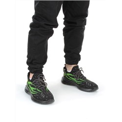 HA101-2 BLACK/GREEN Кроссовки мужские (текстиль) размер