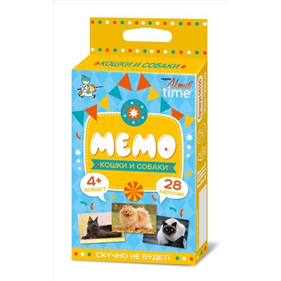 Настольная игра МЕМО «Кошки и собаки» (28 карточек). Серия АКТИВ time