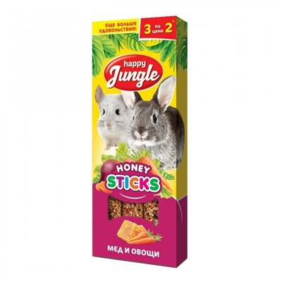 Джунгли палочки для крупных грызунов мёд и овощи 3 шт. 90г J214 АГ