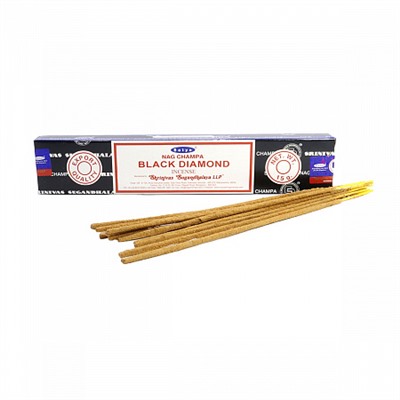 Nag Champa BLACK DIAMOND Incense, Satya (Благовония НАГ ЧАМПА ЧЁРНЫЙ БРИЛЛИАНТ, Сатья), 15 г.